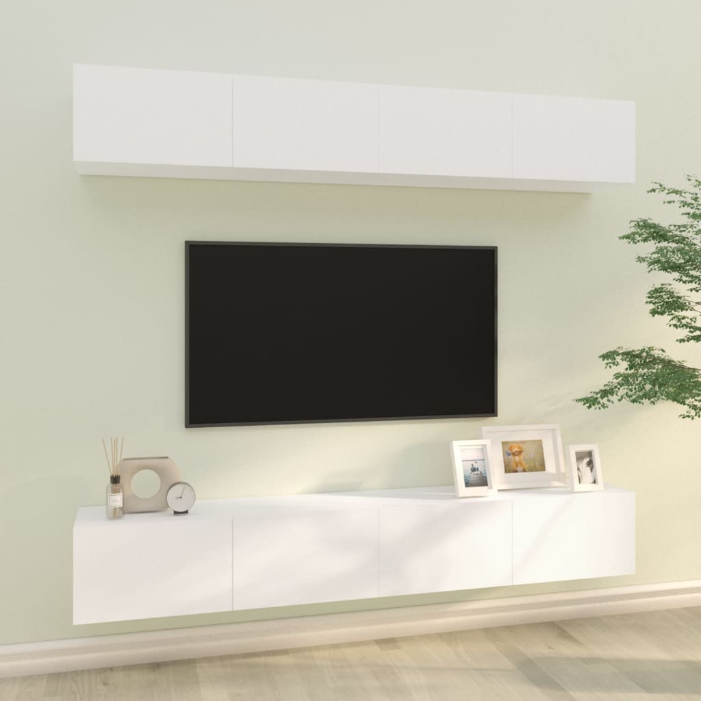 Mueble TV de pared 2 uds madera contrachapada gris 100x30x30cm