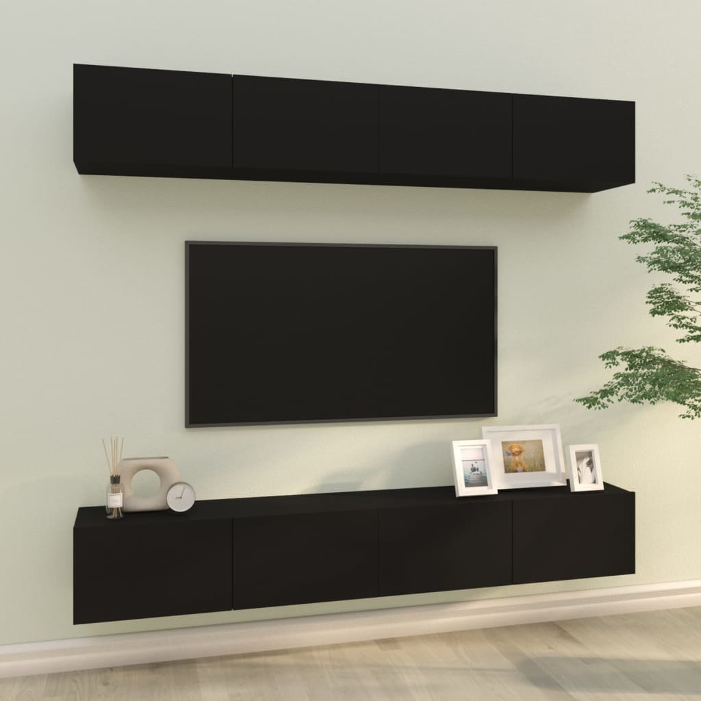 Mueble TV de pared 2 uds madera contrachapada gris 100x30x30cm