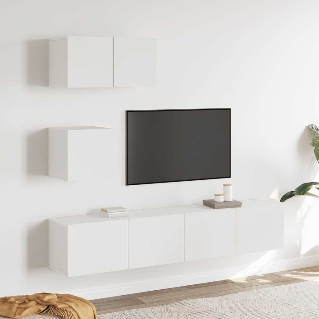 Set de muebles de TV 4 pzas madera contrachapada gris hormigón