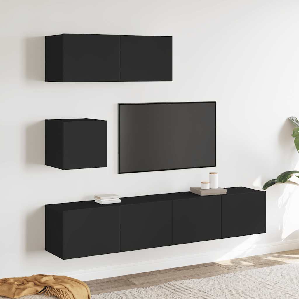 Set de muebles de TV 4 pzas madera contrachapada gris hormigón
