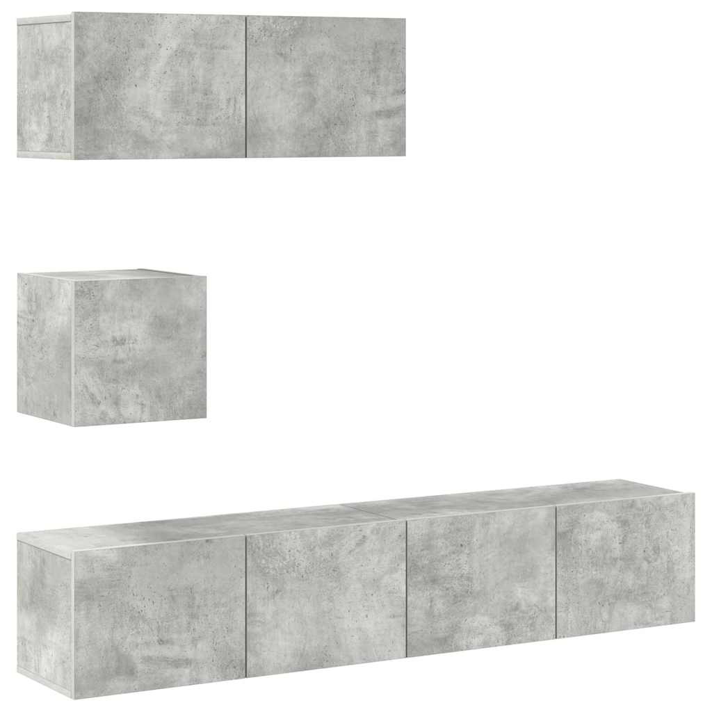 Set de muebles de TV 4 pzas madera contrachapada gris hormigón