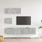 Set de muebles de TV 4 pzas madera contrachapada gris hormigón