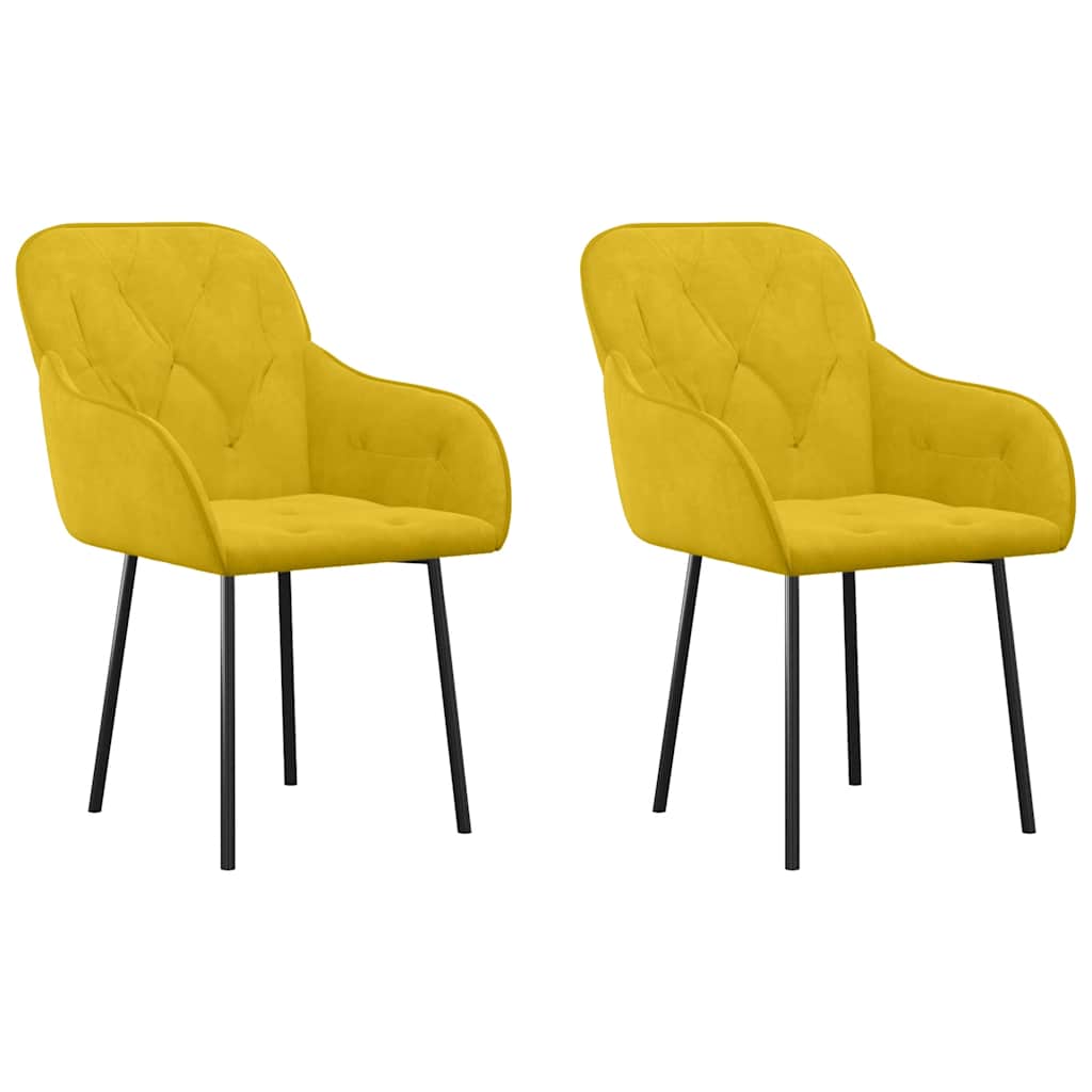 Sillas de comedor 2 unidades terciopelo amarillo