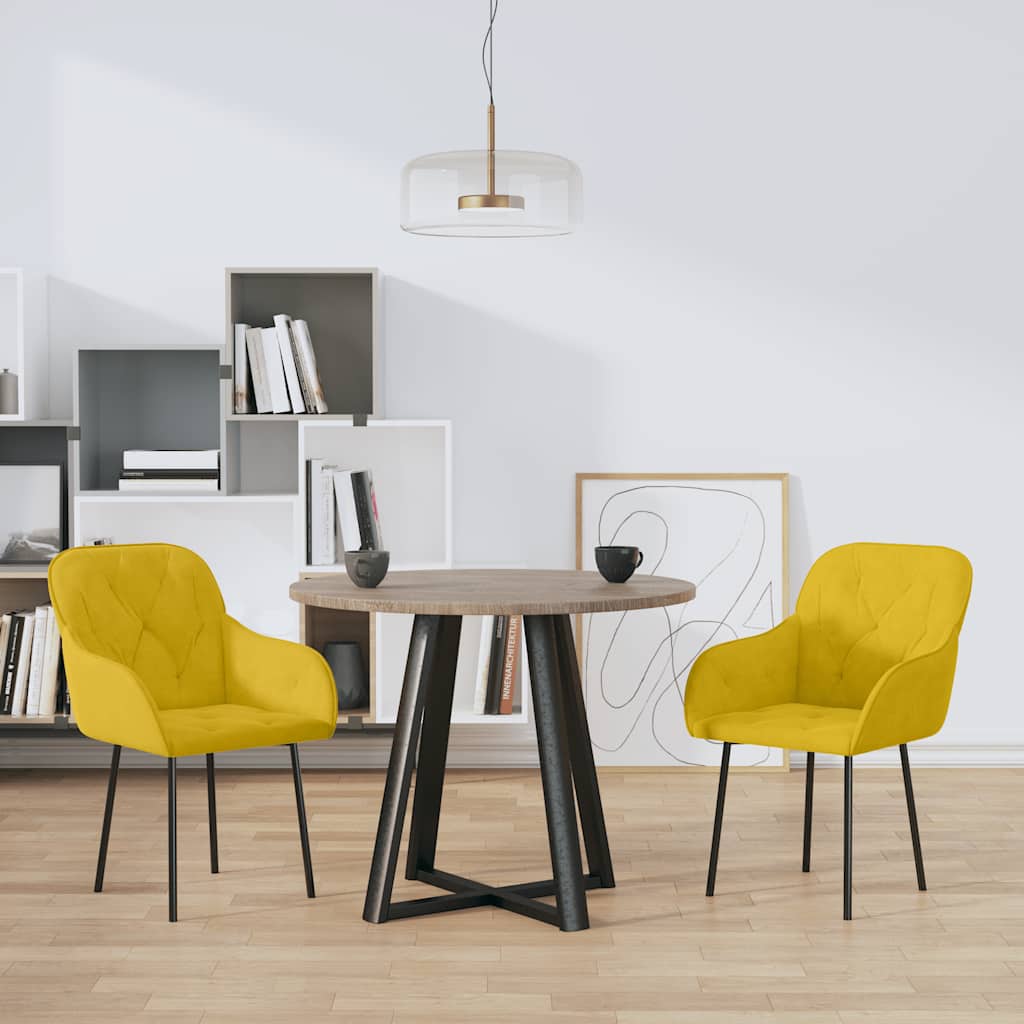 Sillas de comedor 2 unidades terciopelo amarillo