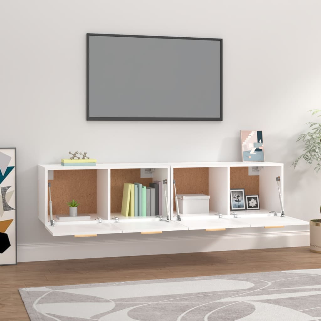 Armario de pared 2 uds madera contrachapada blanco 80x35x36,5cm