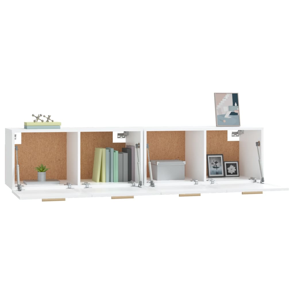 Armario de pared 2 uds madera contrachapada blanco 80x35x36,5cm