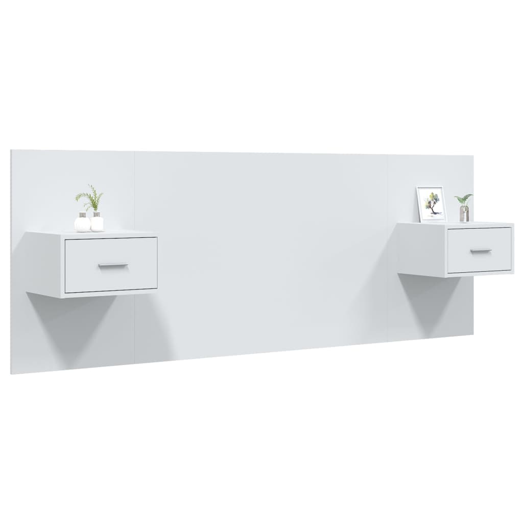 Cabecero de cama con mesitas madera contrachapada blanco