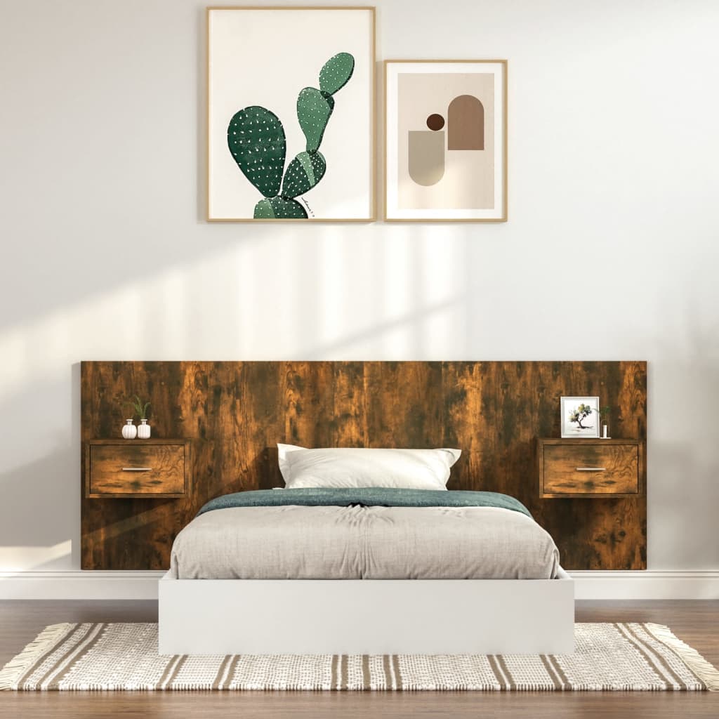 Cabecero de cama con mesitas madera contrachapada blanco