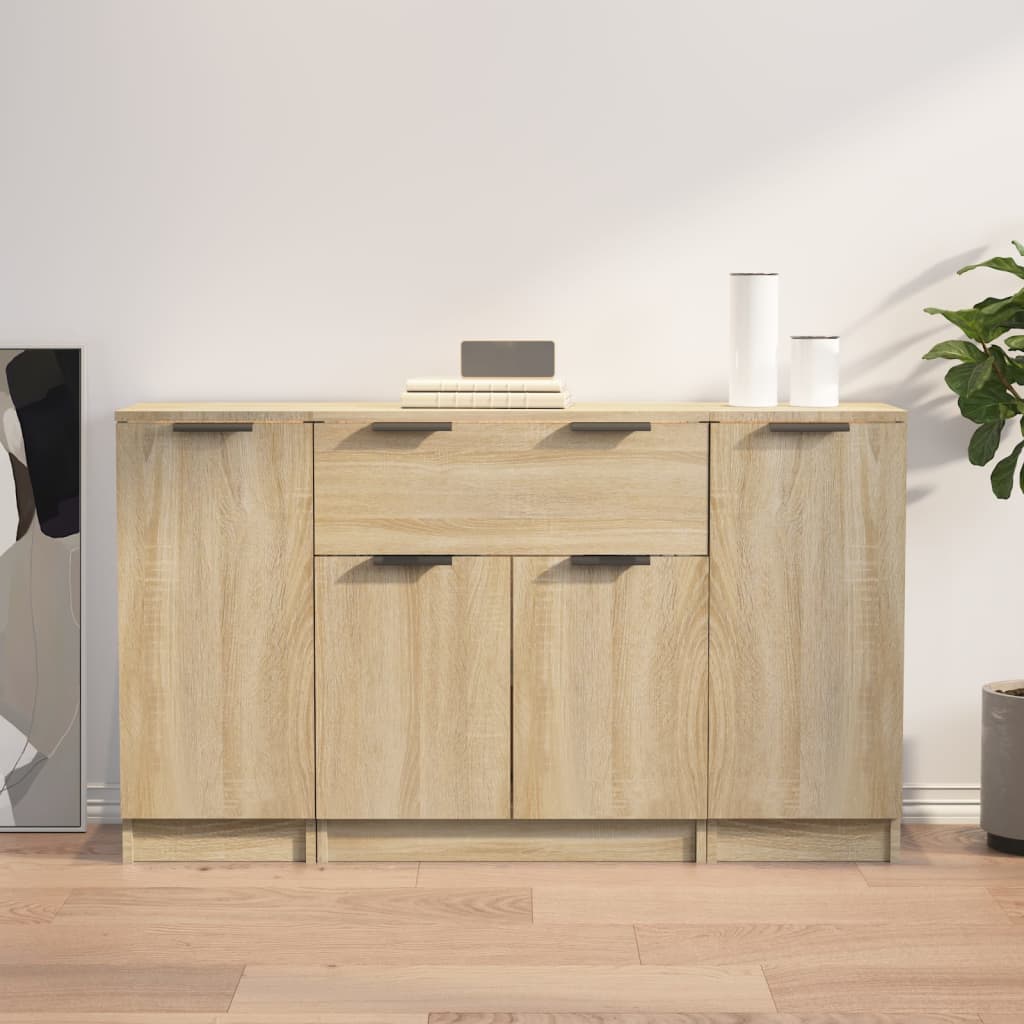 Aparador 2 uds madera contrachapada gris hormigón 30x30x70 cm