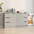Aparador 2 uds madera contrachapada gris hormigón 30x30x70 cm