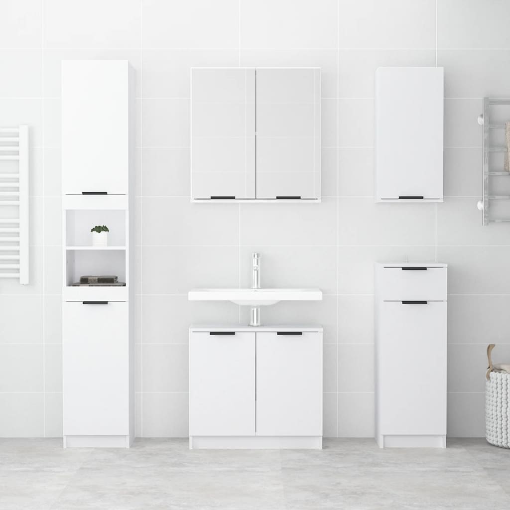 Juego de armarios de baño 5 piezas madera contrachapada blanco