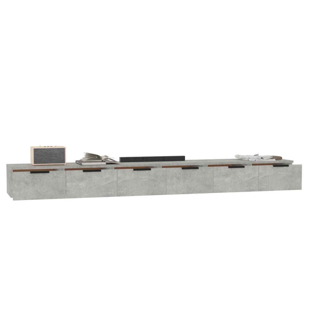 Armarios de pared 2 uds contrachapada gris hormigón 102x30x20cm