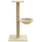Rascador para gatos con poste de sisal crema 74 cm