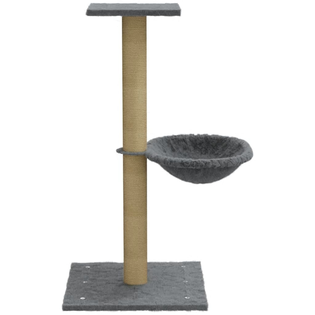 Rascador para gatos con poste de sisal gris claro 74 cm