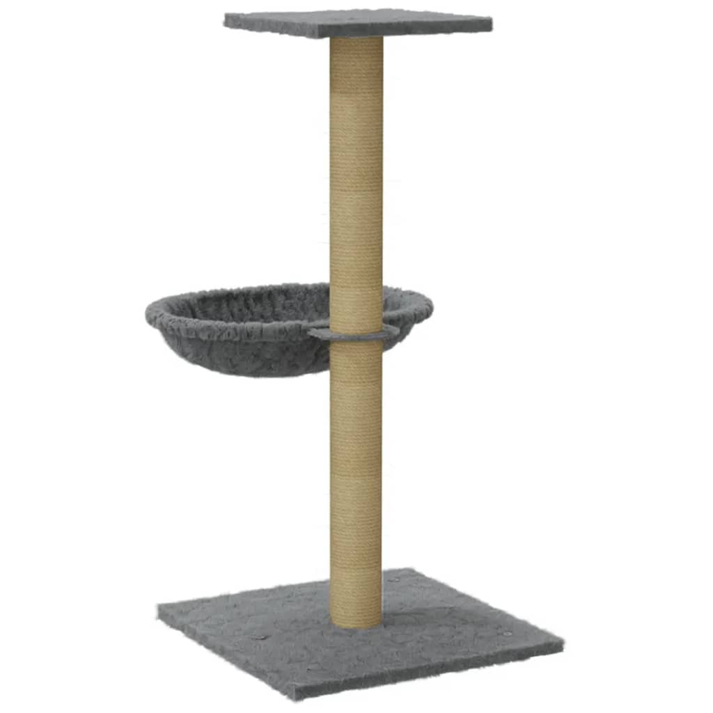 Rascador para gatos con poste de sisal gris claro 74 cm