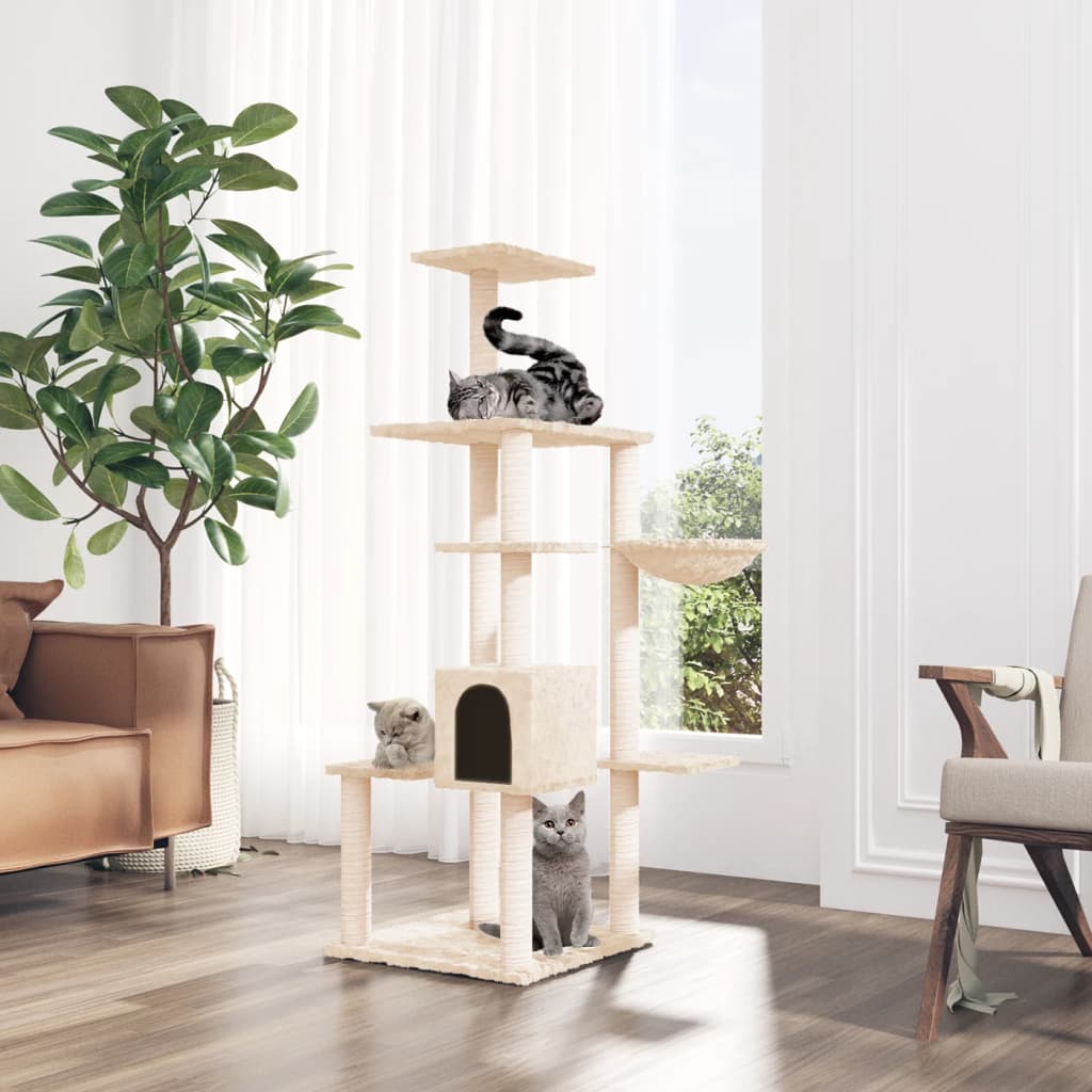 Rascador para gatos con poste de sisal gris oscuro 74 cm