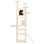 Rascador para gatos con postes de sisal crema 191 cm