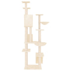 Rascador para gatos con postes de sisal crema 191 cm