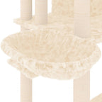 Rascador para gatos con postes de sisal crema 191 cm