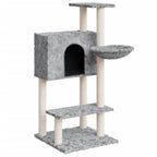 Rascador para gatos con postes de sisal gris claro 108,5 cm