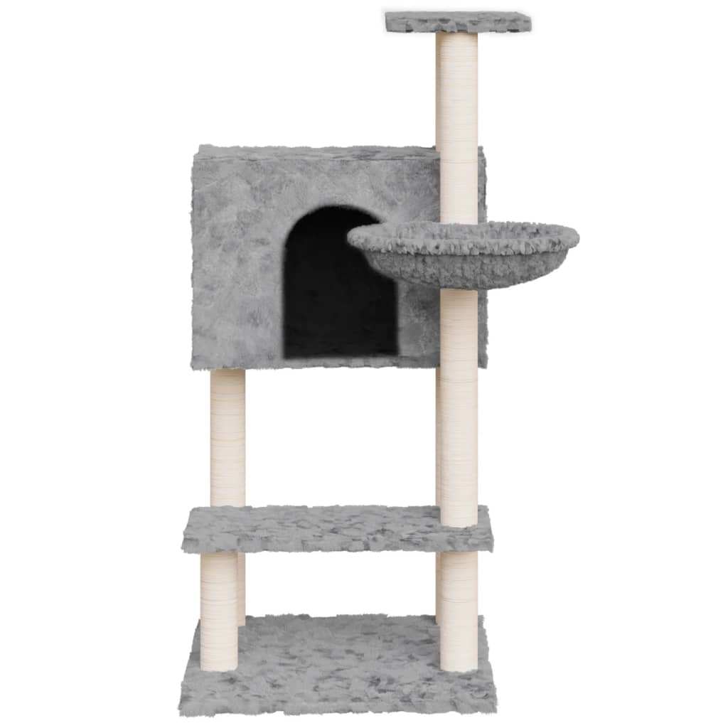 Rascador para gatos con postes de sisal gris claro 108,5 cm