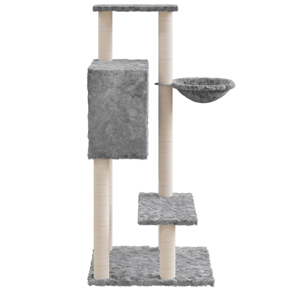 Rascador para gatos con postes de sisal gris claro 108,5 cm