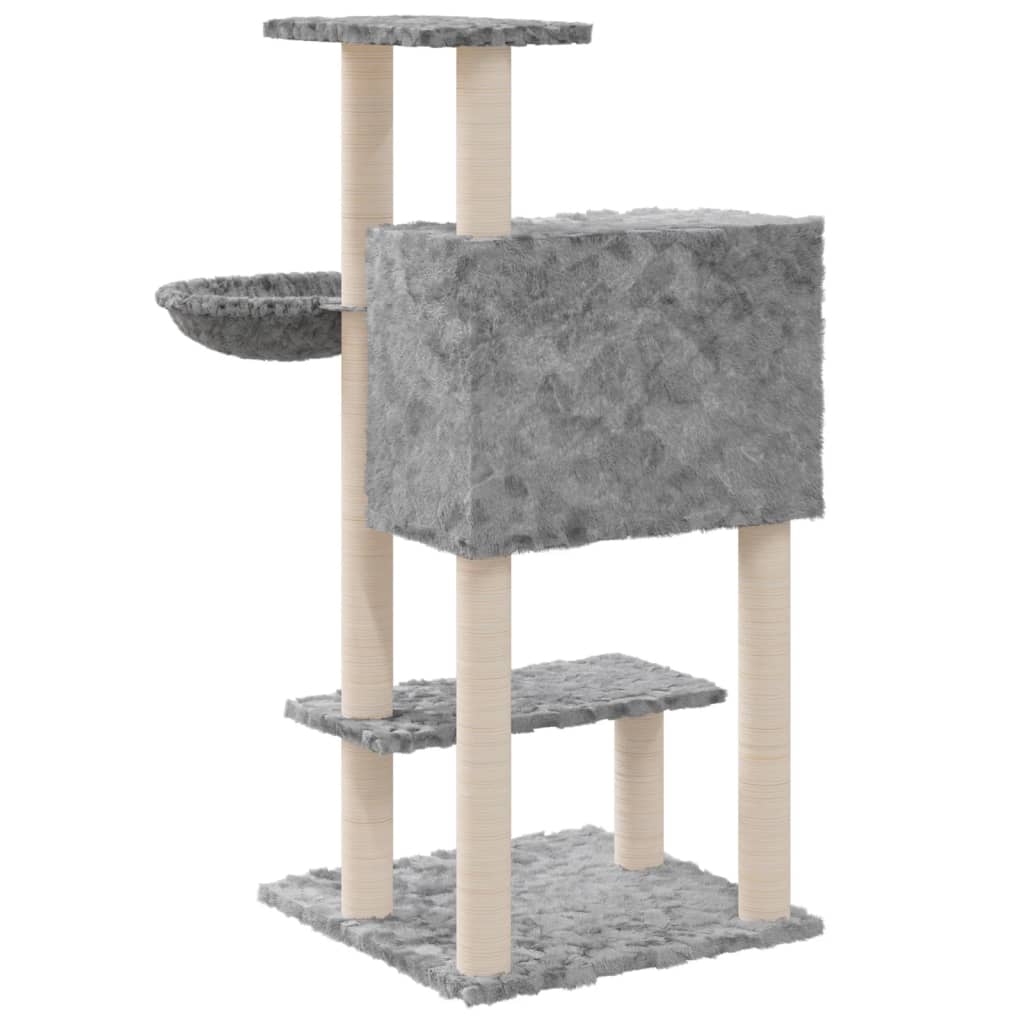 Rascador para gatos con postes de sisal gris claro 108,5 cm