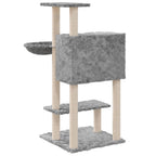 Rascador para gatos con postes de sisal gris claro 108,5 cm