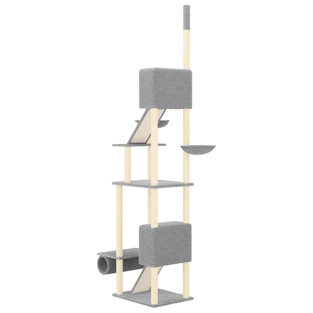 Árbol rascador para gatos suelo a techo gris claro 277-303 cm