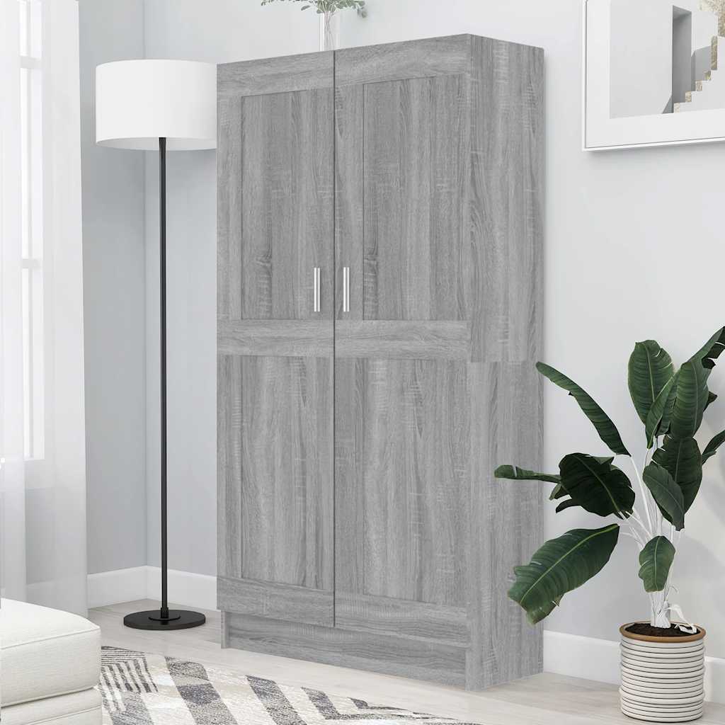 Armario de libros contrachapada blanco brillo 82,5x30,5x80 cm