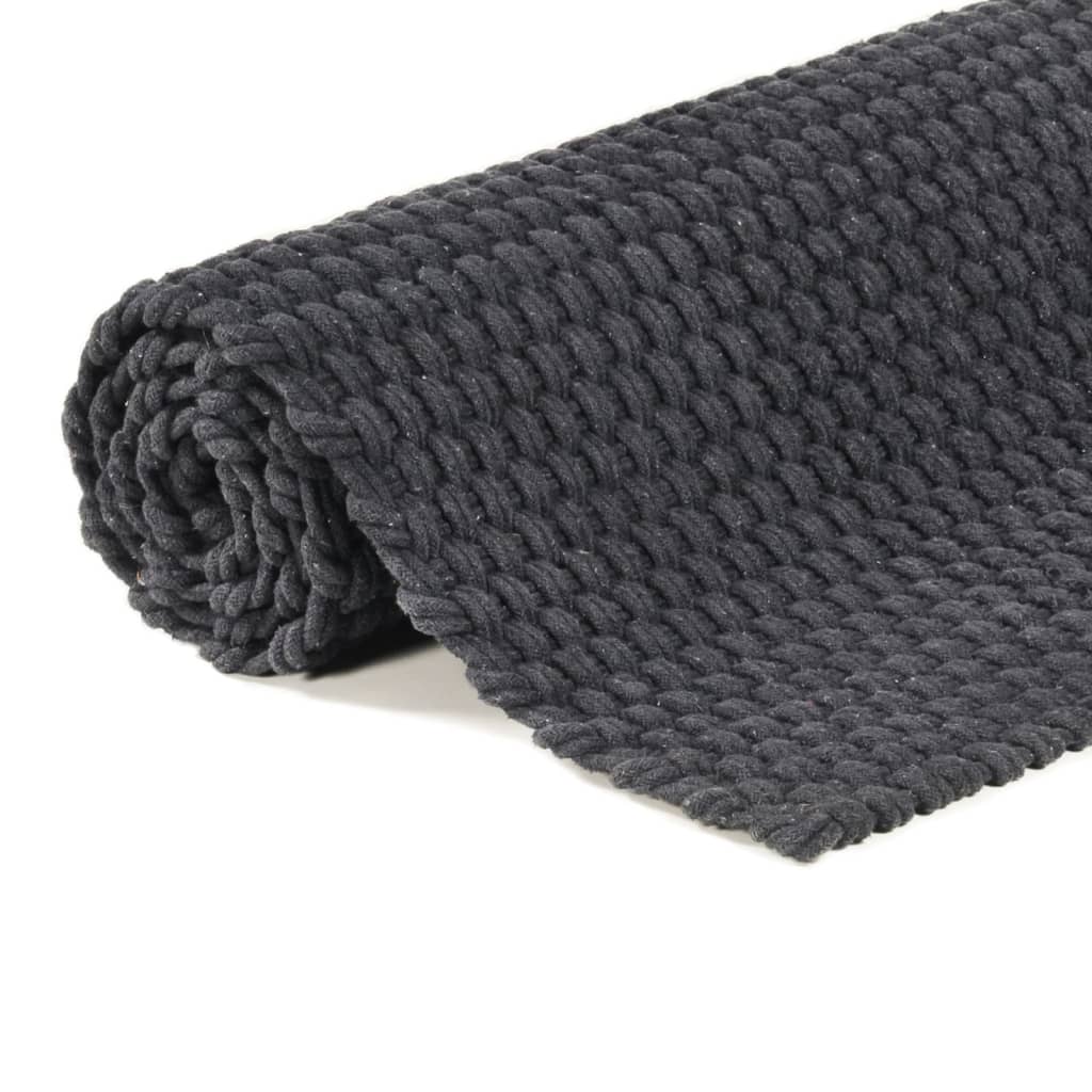 Alfombra rectangular algodón antracita 120x180 cm