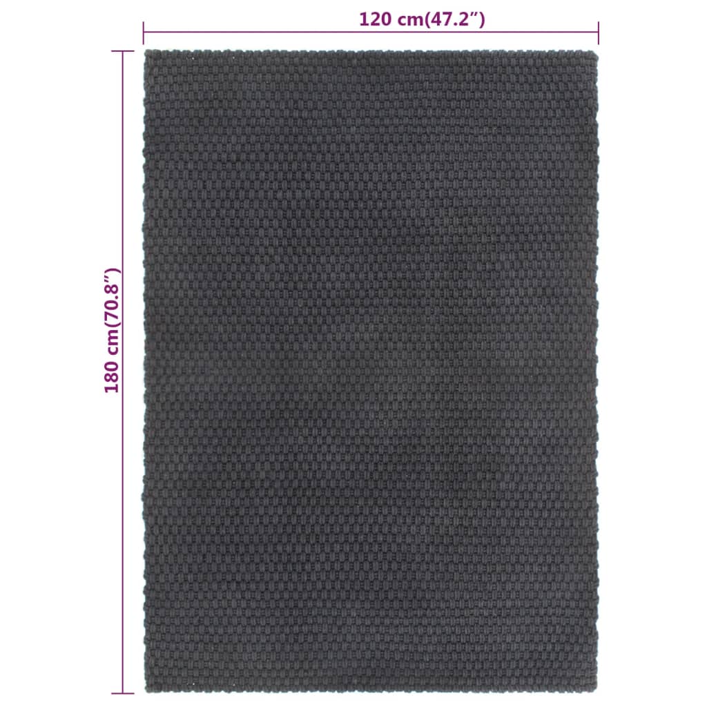 Alfombra rectangular algodón antracita 120x180 cm