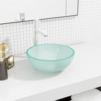 Lavabo de vidrio templado azul 42x14 cm