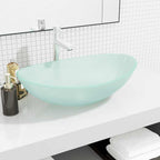Lavabo de vidrio templado azul 42x14 cm