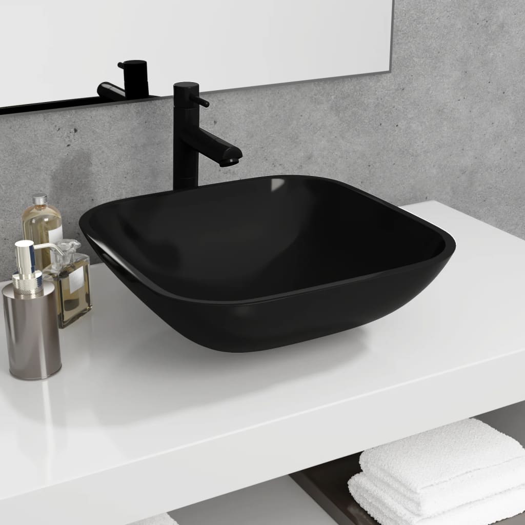 Lavabo de vidrio blanco 42x42x14 cm
