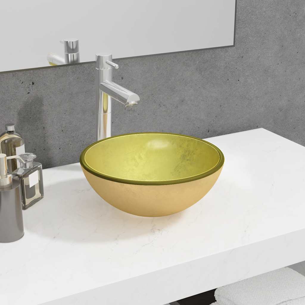 Lavabo de vidrio templado azul 42x14 cm