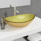Lavabo de vidrio templado azul 42x14 cm
