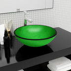 Lavabo de vidrio templado azul 42x14 cm