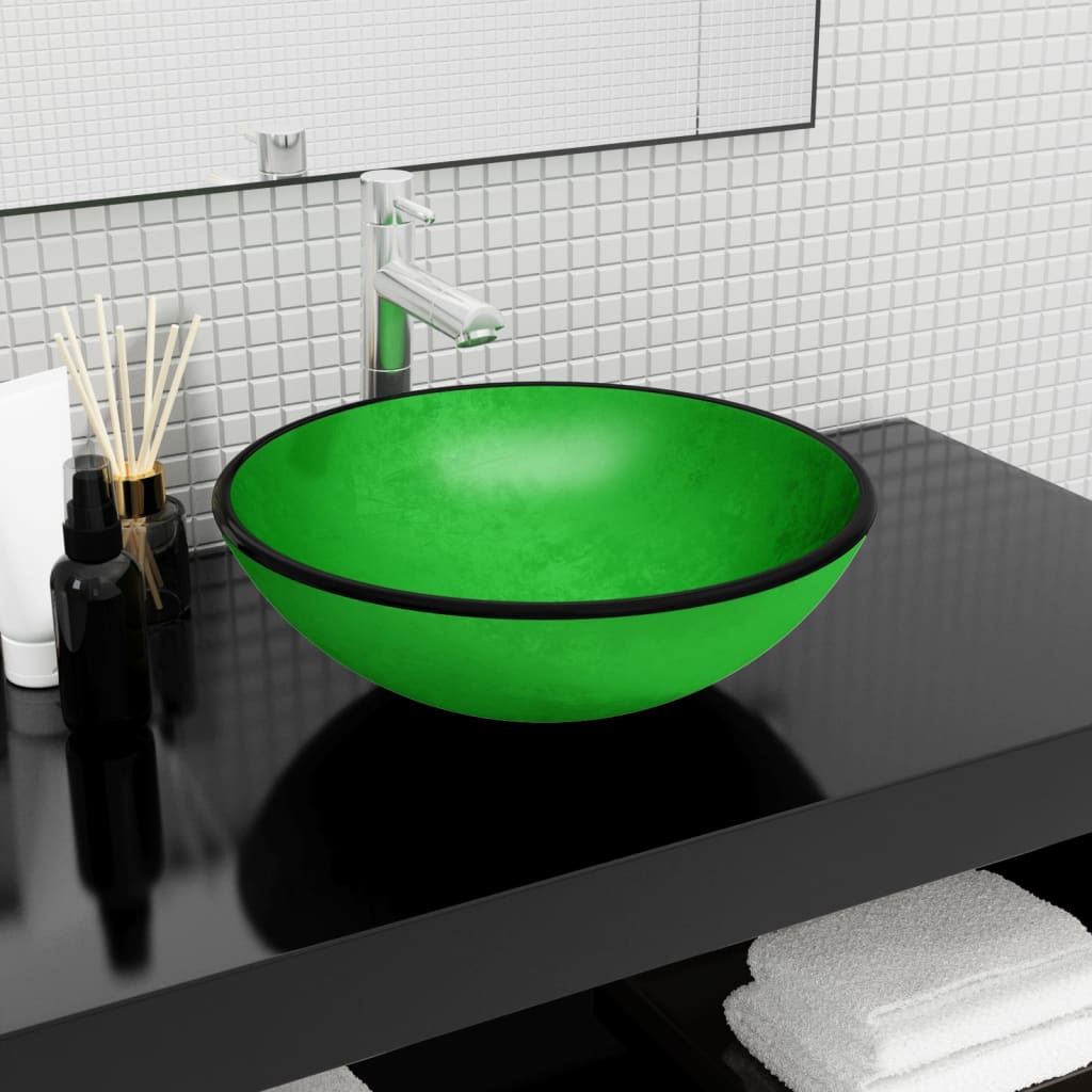 Lavabo de vidrio templado azul 42x14 cm
