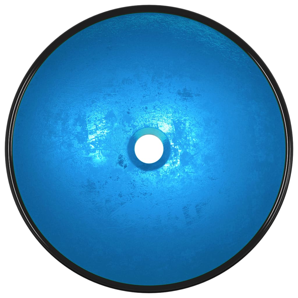 Lavabo de vidrio templado azul 42x14 cm