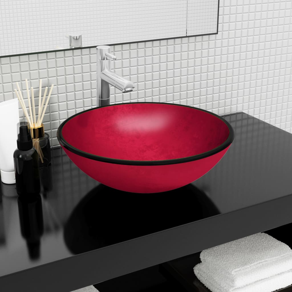 Lavabo de vidrio templado azul 42x14 cm