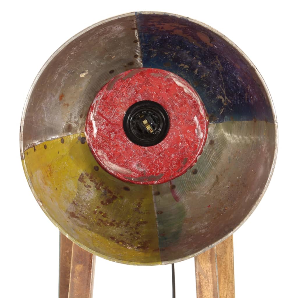 Lámpara de pie multicolor E27 madera maciza mango