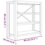 Estantería de 3 nieveles madera maciza de acacia 80x30x80 cm