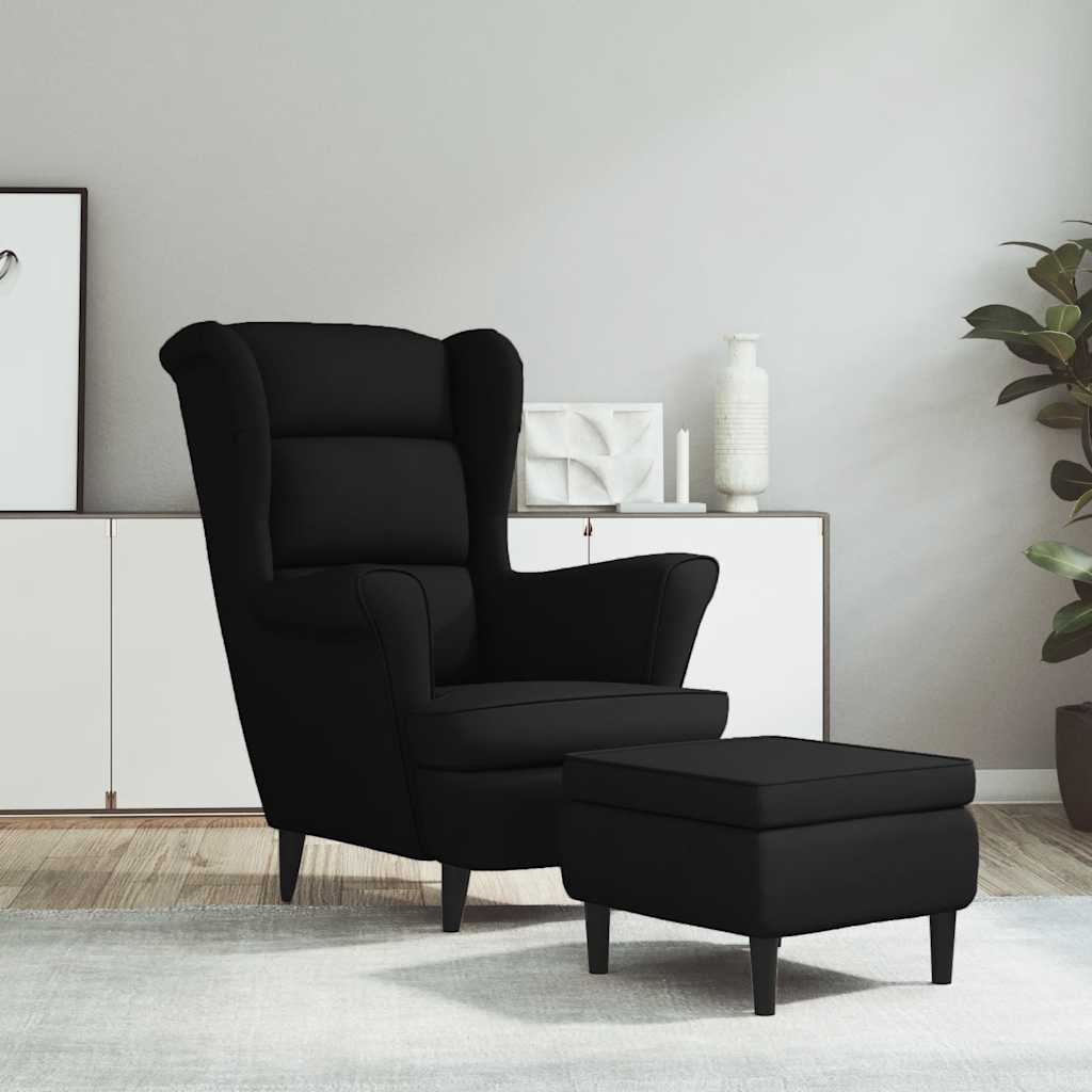 Sillón orejero con taburete terciopelo amarillo mostaza