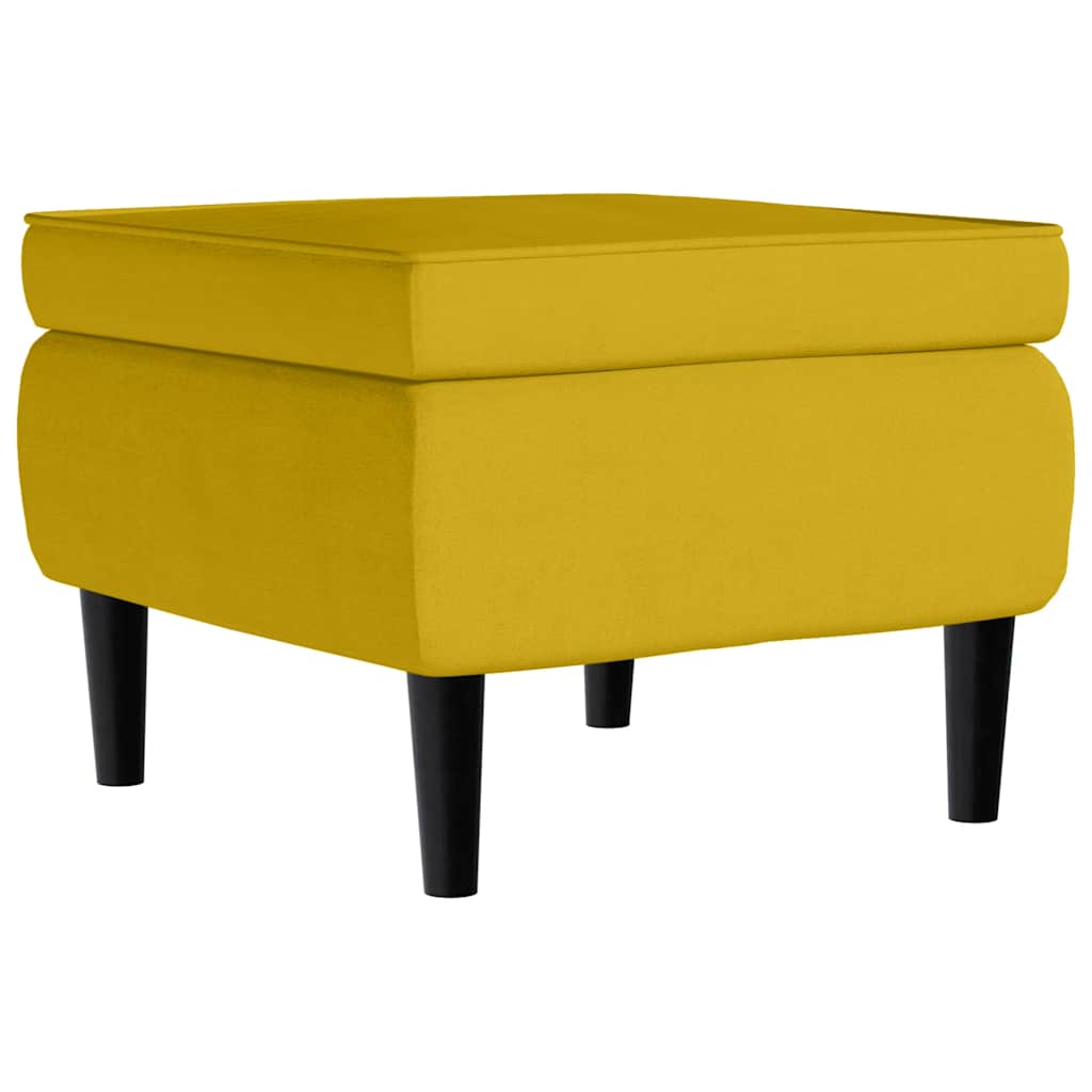 Sillón orejero con taburete terciopelo amarillo mostaza