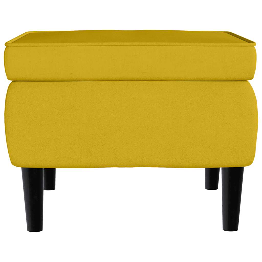 Sillón orejero con taburete terciopelo amarillo mostaza