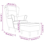 Sillón orejero con taburete terciopelo amarillo mostaza
