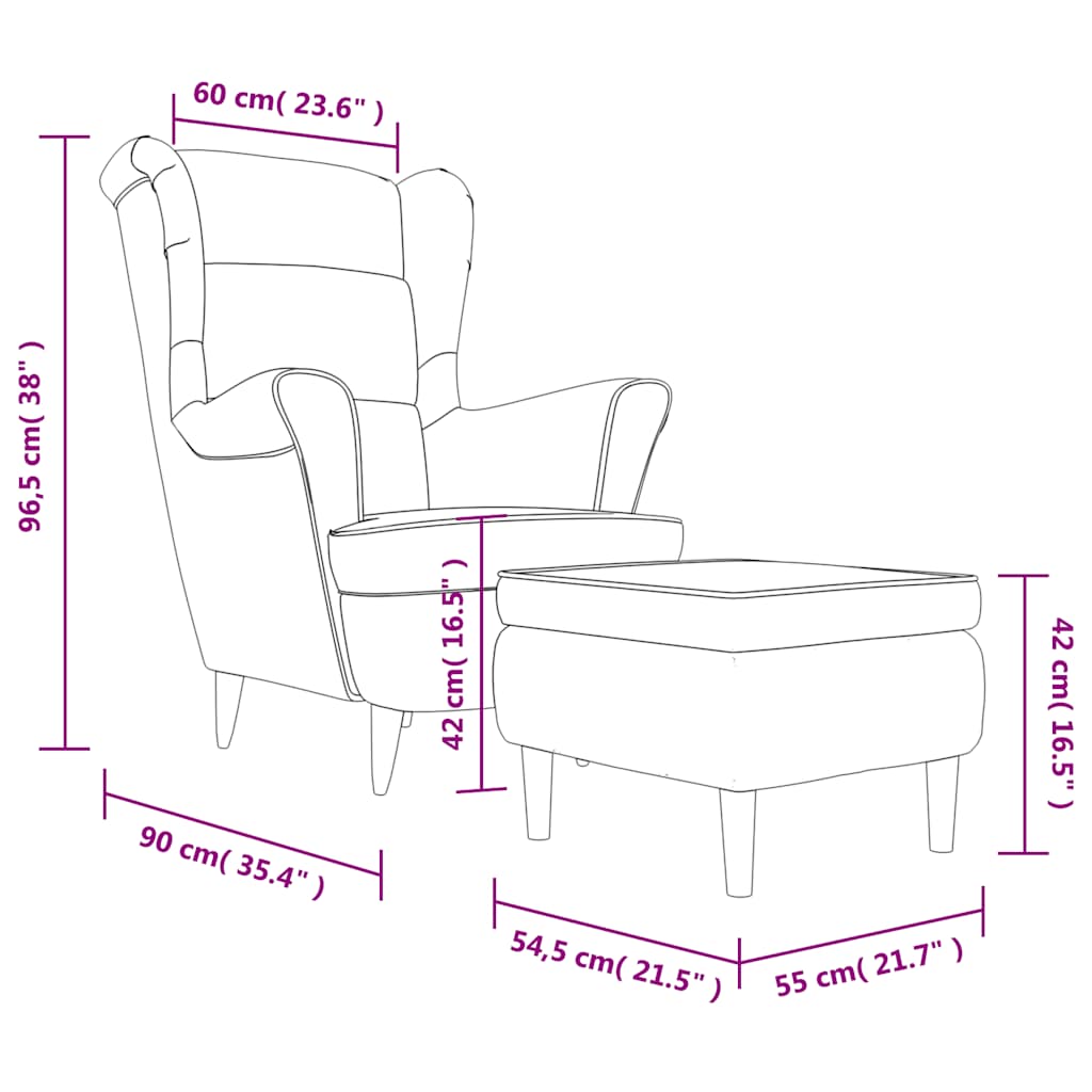 Sillón orejero con taburete terciopelo amarillo mostaza