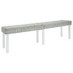 Banco madera caoba blanco y ratán Kubu natural 160x35x45 cm
