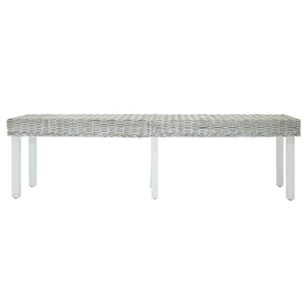 Banco madera caoba blanco y ratán Kubu natural 160x35x45 cm